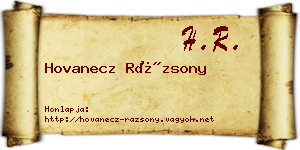 Hovanecz Rázsony névjegykártya
